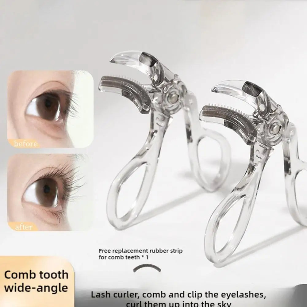 Portable Wide-Angles Eyelashes Curler And Partial Eyelash Curler Eye Lash Curler With One-Clip Comb Makeup Tool For Woman Girls Quake