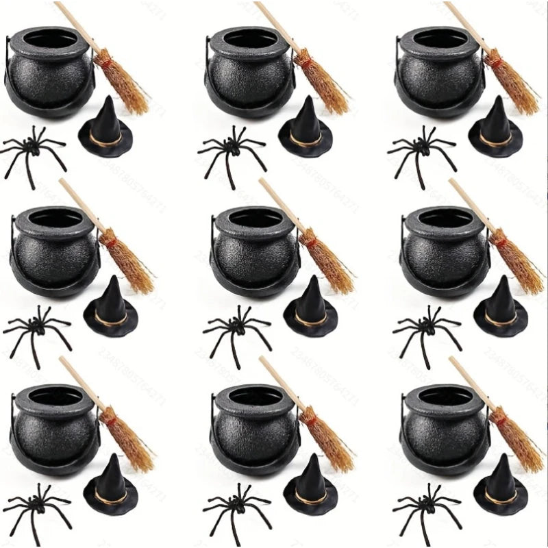 Witch Cauldron Candy Pail Handheld Flame Pumpkin Bucket Halloween St Patricks Day Festival Party Decoration Treat Holder Quake