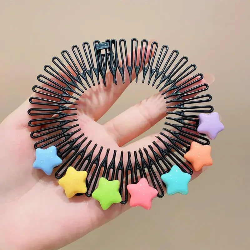 Children Y2k Star Colorful Broken Hair Comb Headband Hair Clip Bear Cute Headdress Sweet Princess Girls Elongated Hair Accessory Quake