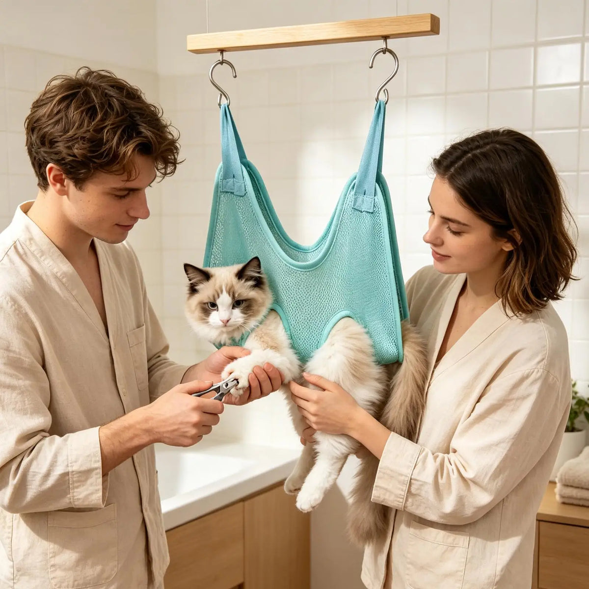 Dog Hammock Grooming Mesh Escape Proof Non Slip Restraint Harness for Bathing Ear Teeth Cleaning Home Pet Store Cattery Kennel Quake