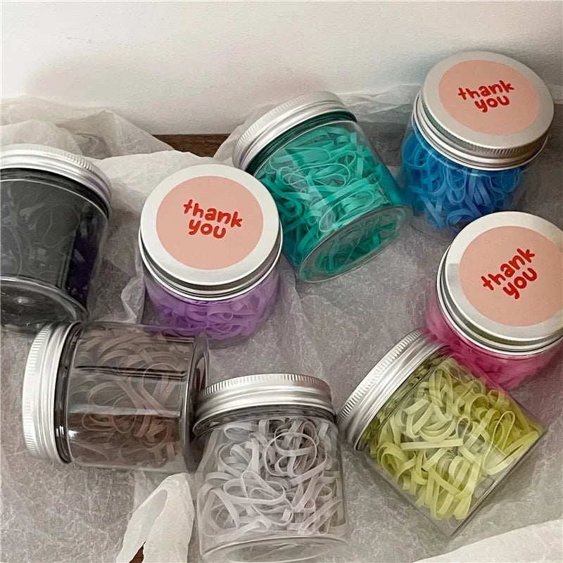 1 Box A New Set, Cute Color, No Hair Damage, of Disposable Rubber Bands in Solid Color, High Elastic Basic Hair Rope. Quake