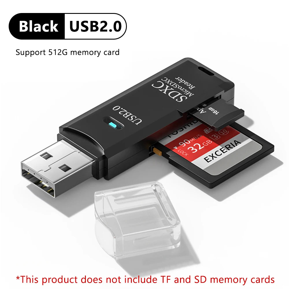 USB 3.0 Card Reader SD TF Card Memory Card Reader 2 IN 1 High Speed Smart Cardreader Adapter For PC Laptop Accessories Quake USB 2.0 Black