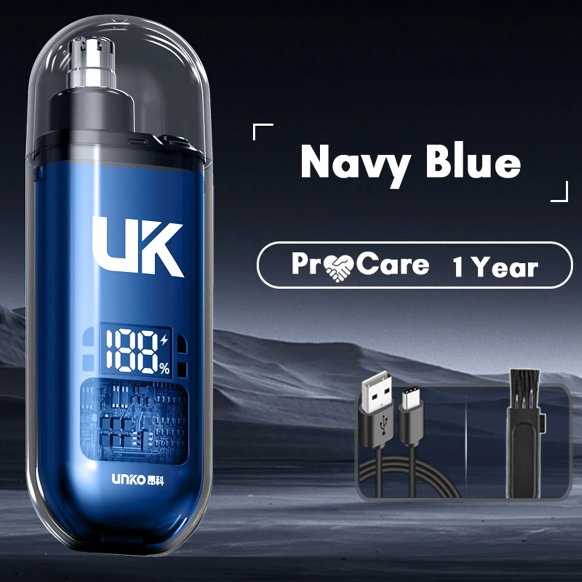 Portable Electric Nose Hair Trimmer Mini Pocket Nose Ears Hair Eyebrow Trimmer Men's Rechargeable Painless Clipper Quake Blue