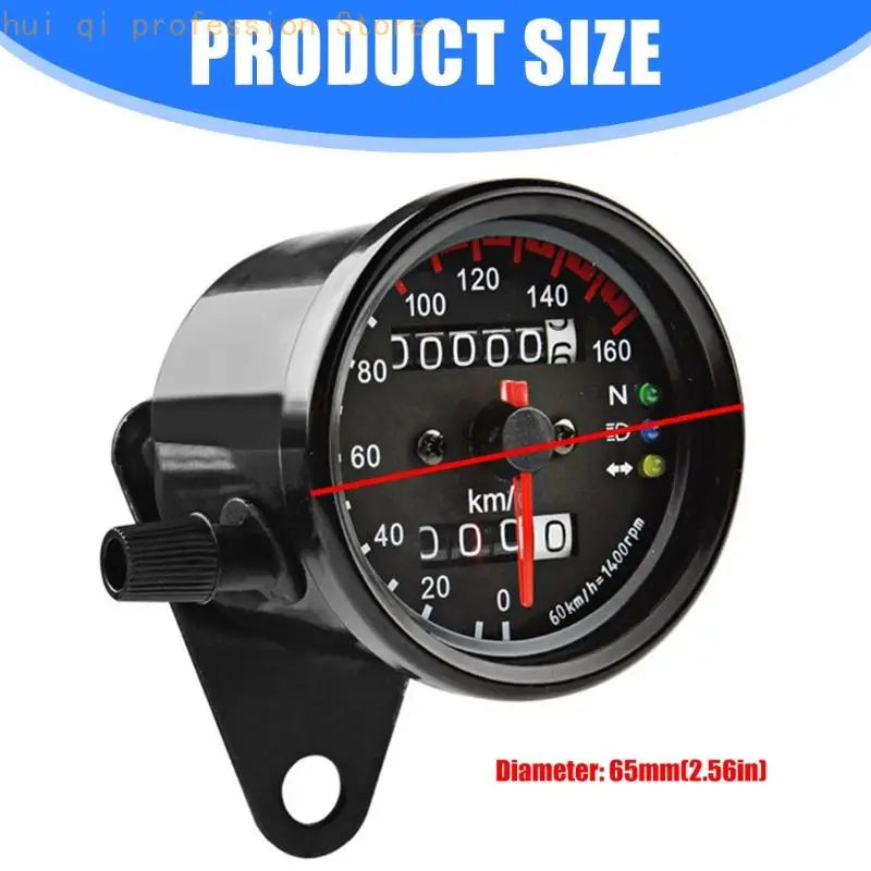 2.56" Motorcycle Speedometer With Headlight Turn LED Backlight Odometer Gauge 12V Universal H8WE Quake