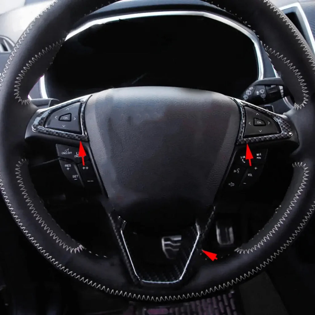 For Ford Mondeo Fusion EDGE 2013-2020 Ford Galaxy S-Max ABS Carbon Fiber Style Inner Car Steering Wheel Cover Trim Frame Decor Quake