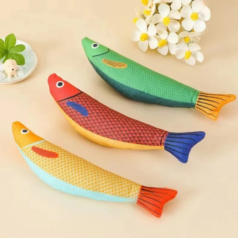 Cat Toy Contains Catnip for Self Pleasure and Relaxation 3D Simulated Fish Pillow Fish Interactive Sound Plush Toy Quake