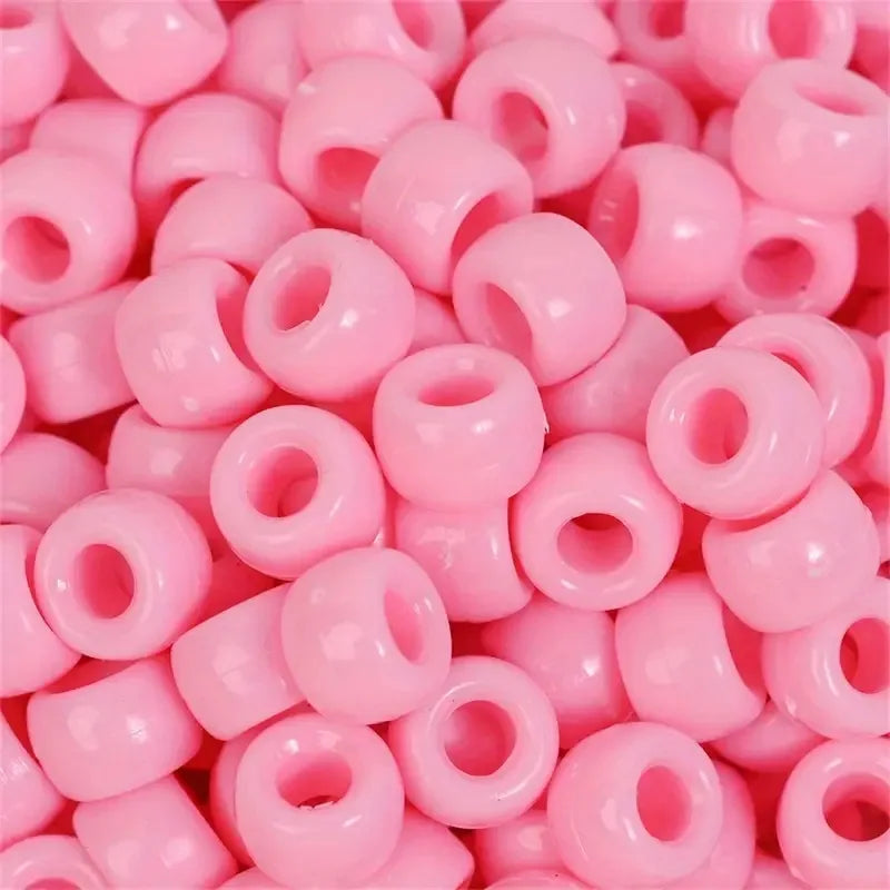 100pcs Colorful Hair Braiding Beads Acrylic Big Hole Beads Pony Hair Beads Jewelry Making Bracelet Necklace Styling Accessories Quake 16