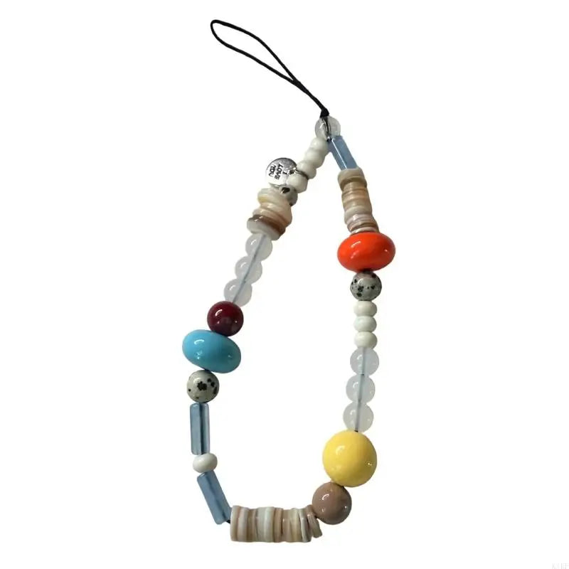 Elegant Turquoise Beaded Keychain Pendant Chain Strap Fashion Cellphone Rope Women Telephone Lanyard Jewelry K1KF Quake white beads China Mainland