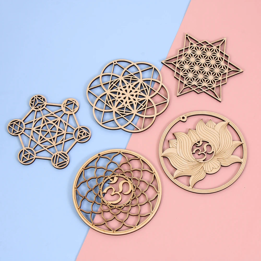 Wooden Wall Sign Flower of Life Shape Laser Cut Wood Wall Art Home Decor Handmade Coasters Craft Making Sacred Geometry Ornament Quake