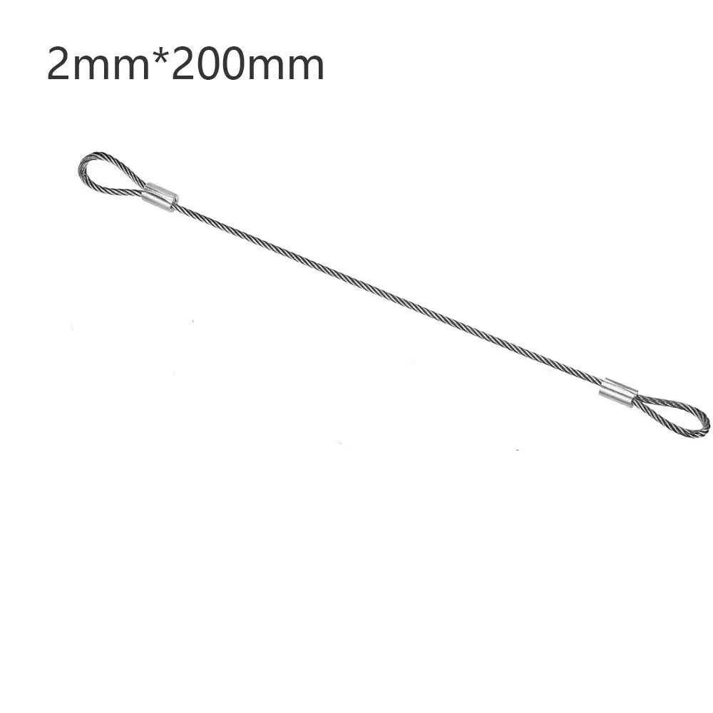Convenient 20cmx2mm Safety Security Cable Wire Stainless Steel Sliver Stage Lights Rope Double Loop Daily Quake 1PC-2mm