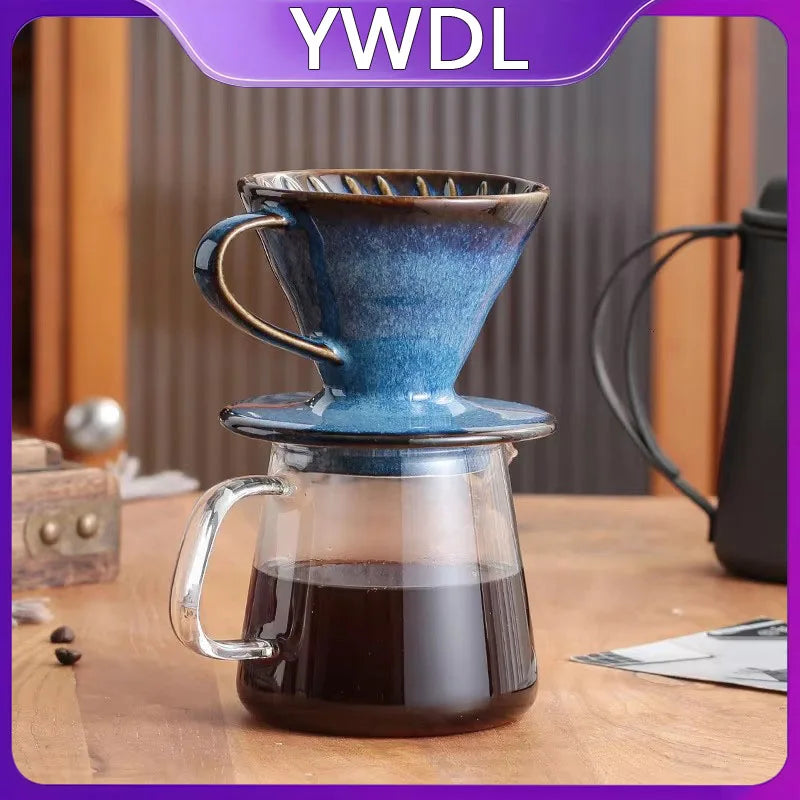 YWDL Ceramic Coffee Filter Cup Reusable Filters Coffee Maker V Style Funnel Dripper Filter Cup Coffee Accessories Quake