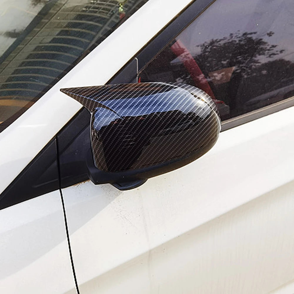 For Hyundai I20 2008-2014 Car Rearview Side Mirror Cover Wing Cap Sticker Exterior Door Rear View Case Trim Carbon Fiber Look Quake
