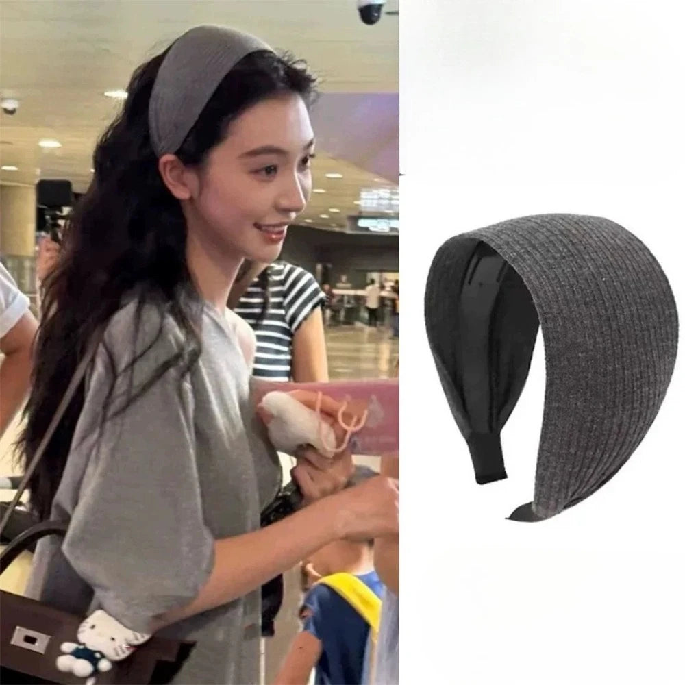 Solid Color Wide Edge Headband Vintage Non Slip Headbands for Women Girls French Temperament Atmosphere Hair Styling Accessories Quake