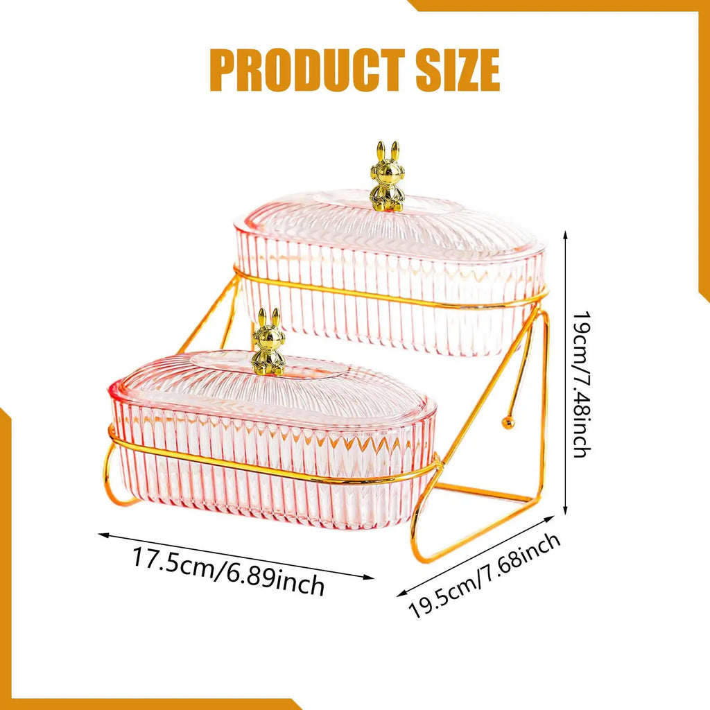 Iron Plastic Dried Fruit Plate Multipurpose Kitchen Serving Tray with Rack for Party Dessert Quake