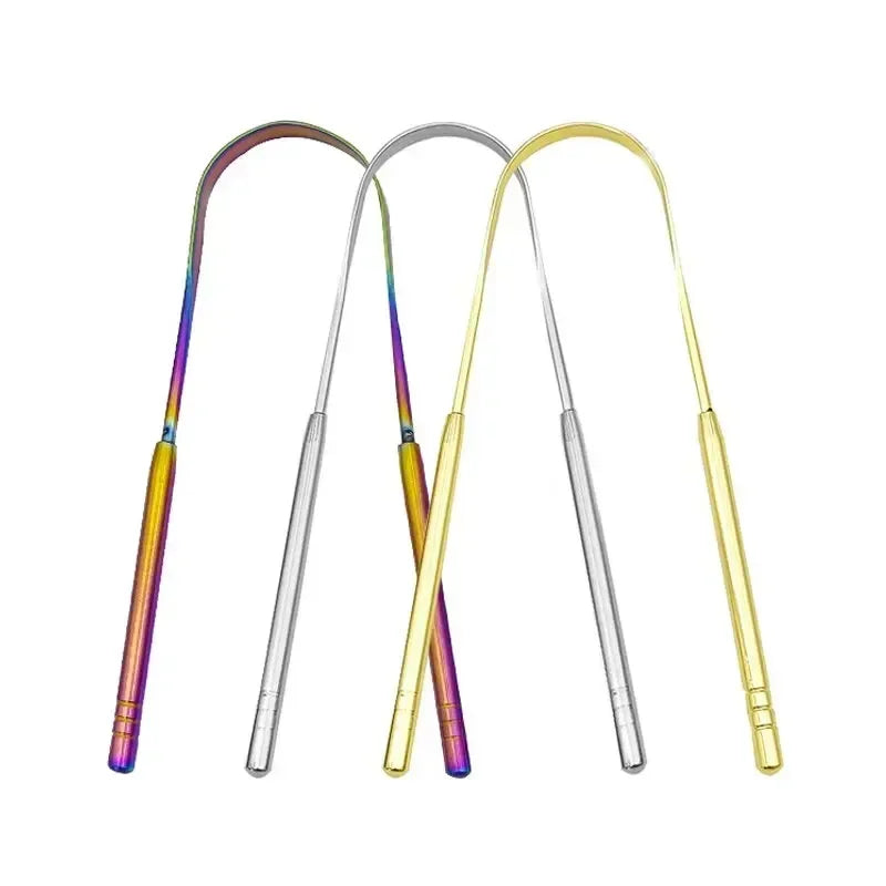 Toothbrush Oral Hygiene Care Tools Tongue Scraper U-shaped 4 Colors Stainless Steel Metal Fresh Breath Cleaning Coated Tongue Quake