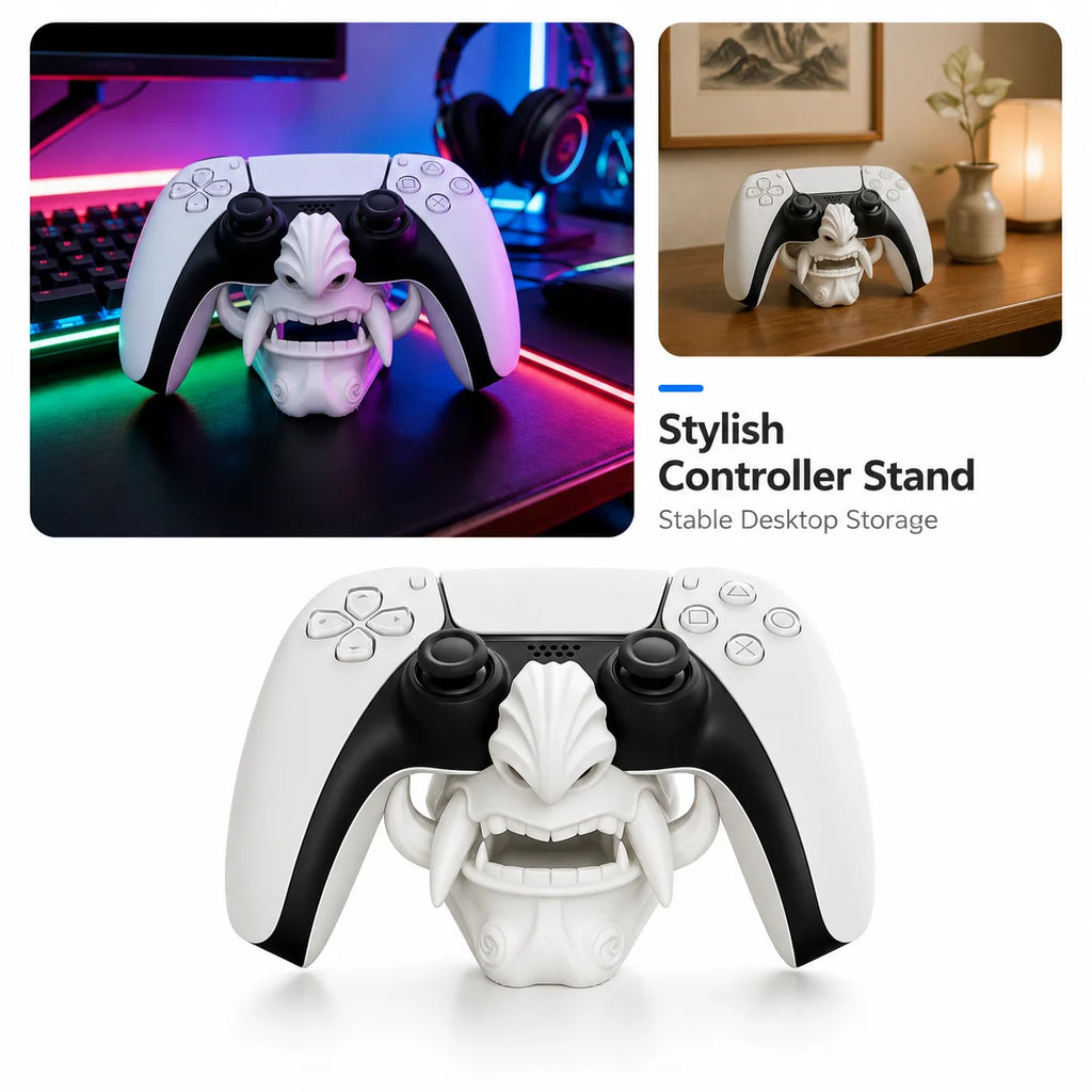 PS5 Controller Stand Ghost Mask PLA Gamepad Holder Desktop Display Dock for Gaming Room Office Desk Halloween Birthday Gift Quake