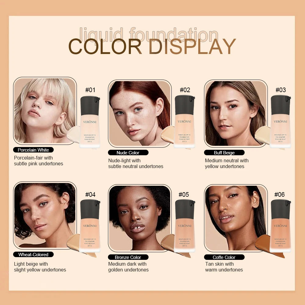 Matte Liquid Foundation Oil Control Concealer BB Cream Waterproof Lasting Full Coverage Natural Face Base Professional Makeup Quake
