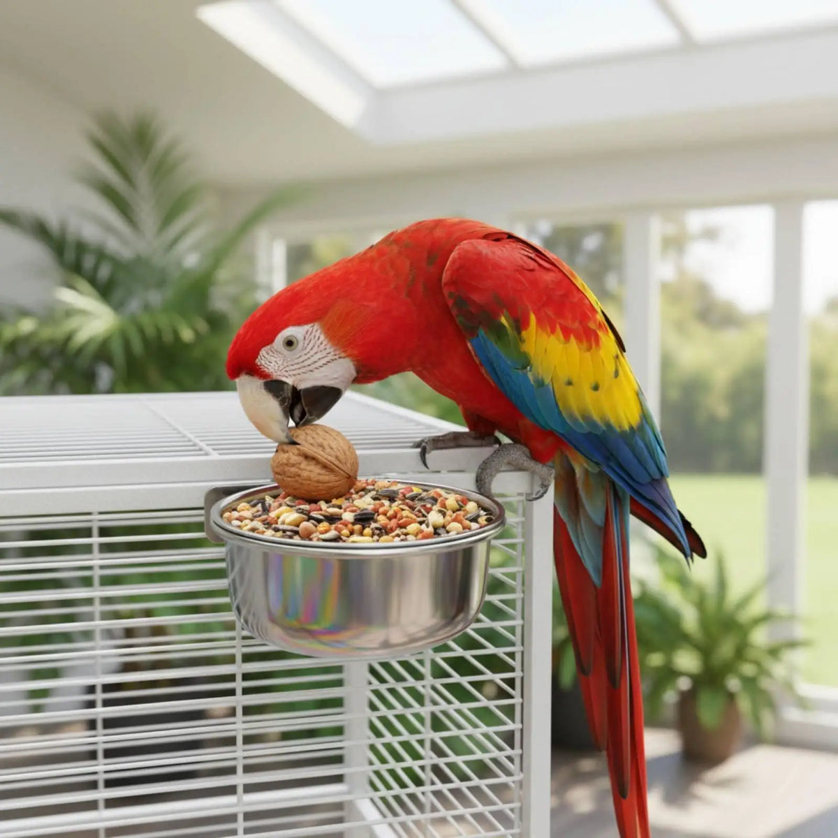 Robust Stainless Bird Feeder Bowl Attach on Cage Dish for Parrot Meals and Hydration Routine Quake 6Pcs