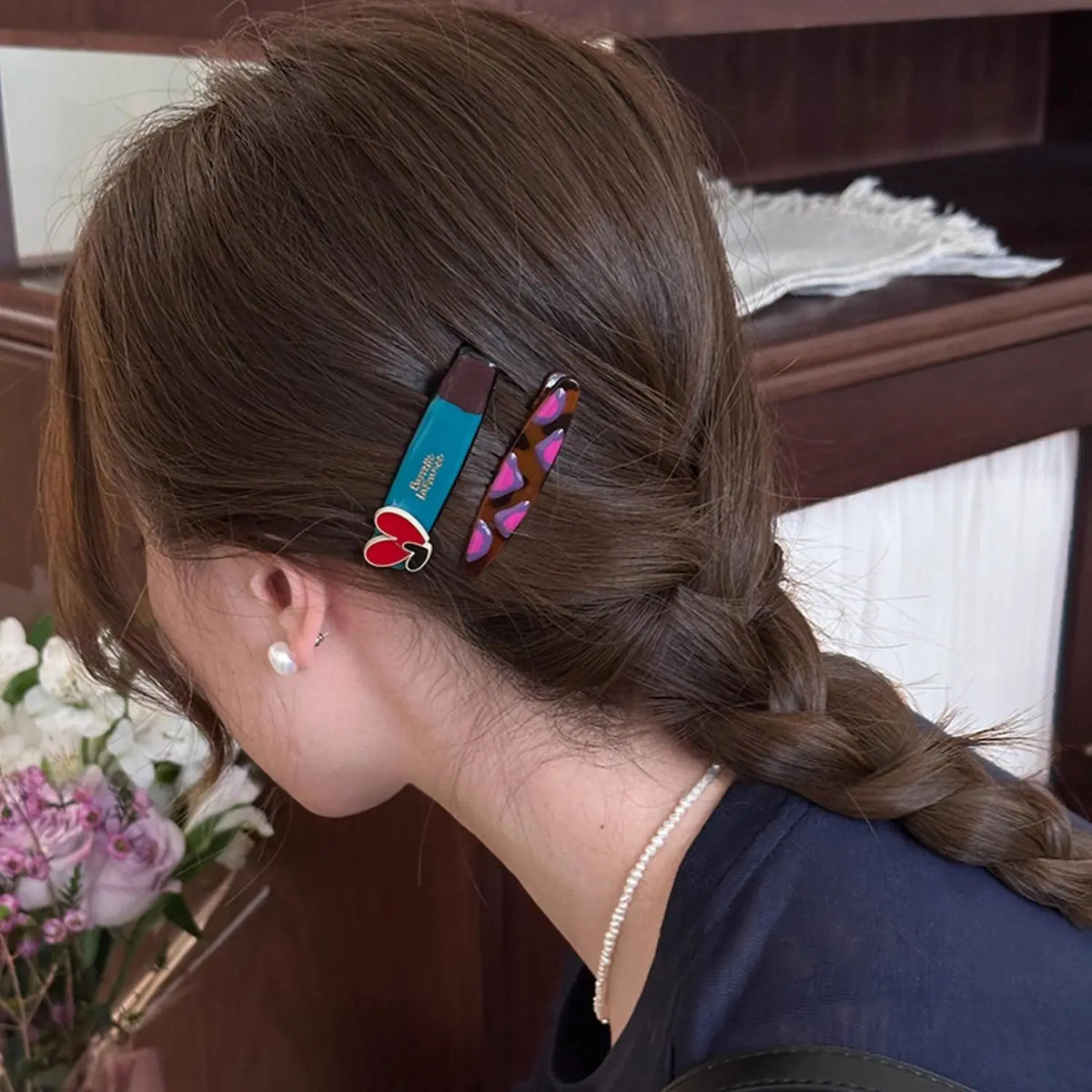 2pcs Dopamine Colorful Duckbill Clips Love Heart Bangs Side Clips Barrettes Hairpins Headwear Y2k Girls Makeup Hair Styling Clip Quake