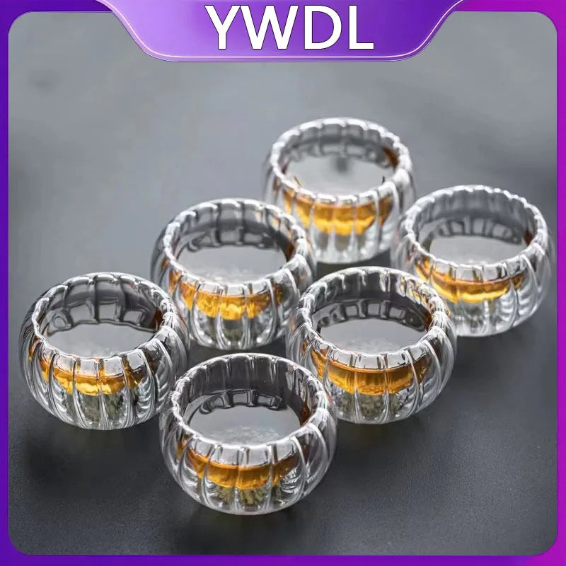 YWDL 50ml Glass Teacups Set Of 4/6pcs Double Walled Insulated Glasses Clear Espresso Coffee Cup Teaware Mug Accessories Quake