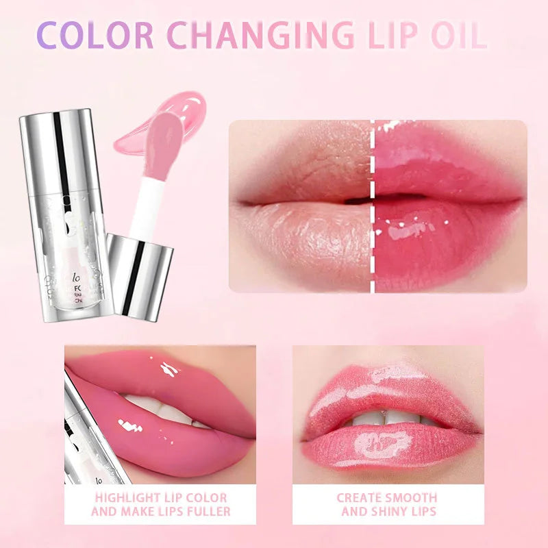 Pearlescent Color-Changing Lip Gloss,Natural Shining EffectLong-Lasting Moisturizing and Hydrating Lip Plumping Mirror Lip Glaze Quake