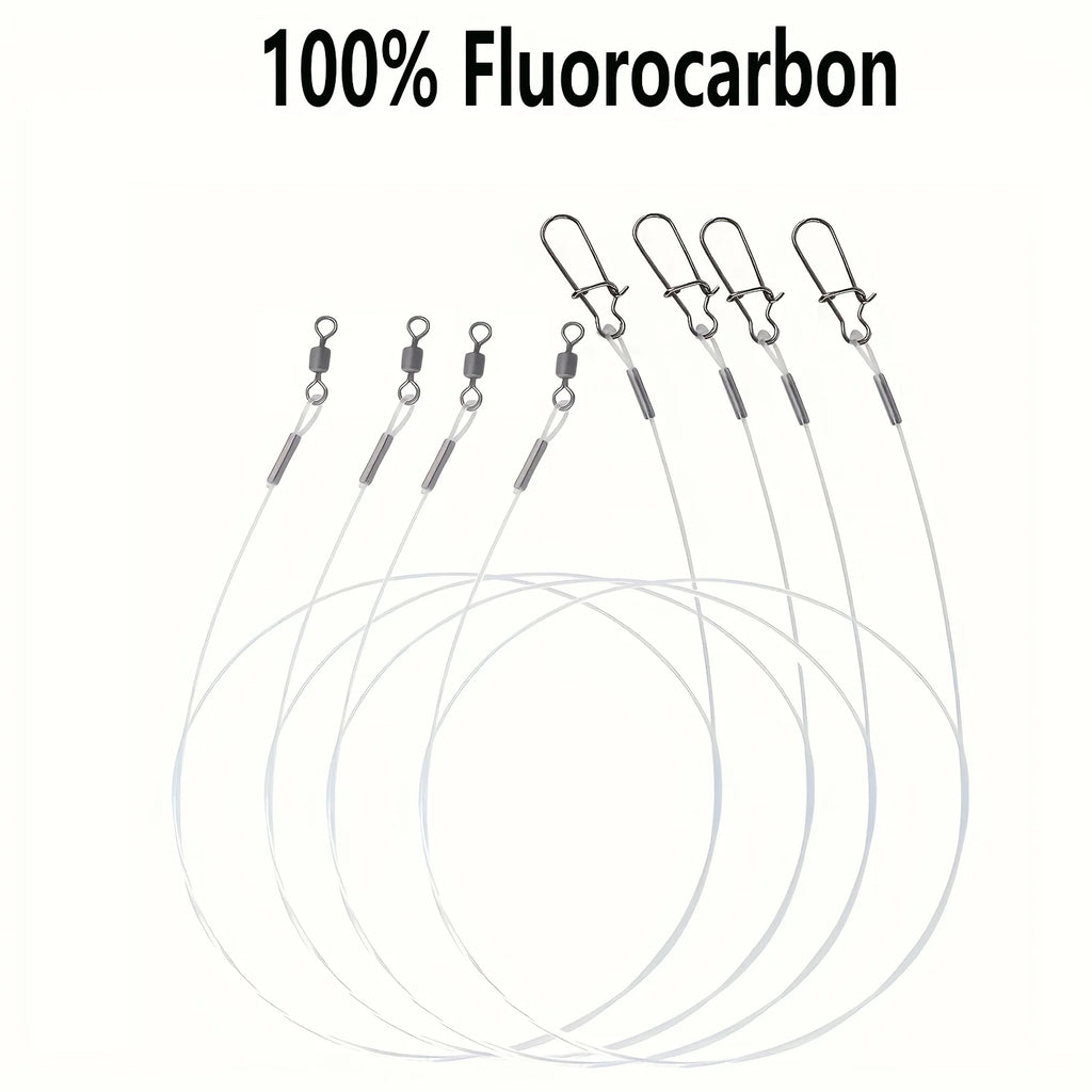 12Pcs 100% Fluorocarbon Fishing Line with Double Ring Buckle and Quick Lock Pressure, Very High-Quality Fishing Line Quake