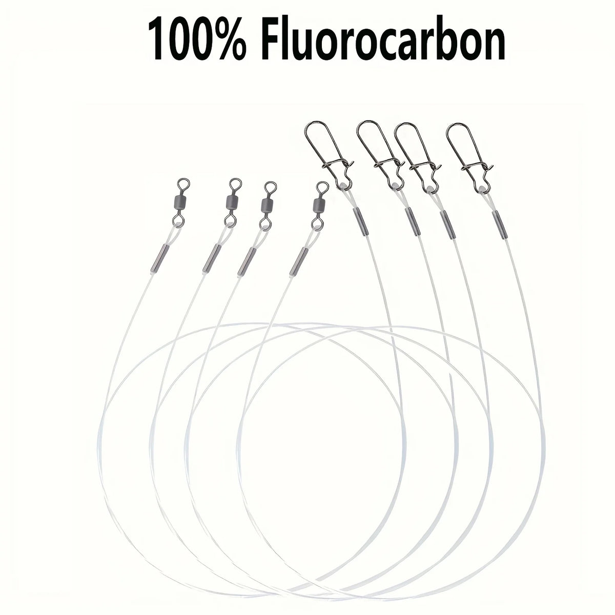 12Pcs 100% Fluorocarbon Fishing Line with Double Ring Buckle and Quick Lock Pressure, Very High-Quality Fishing Line Quake