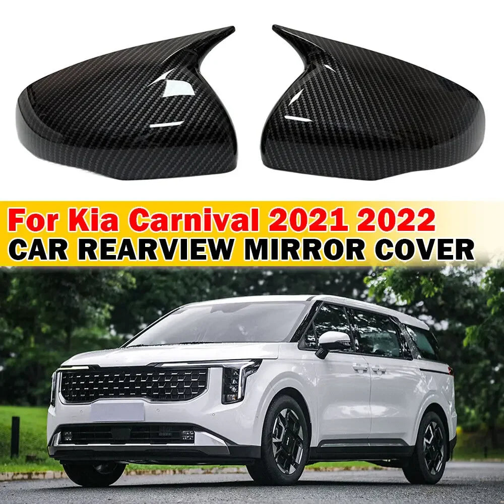 For Kia Carnival Sedona KA4 2020-2024 Car Sticker Rearview Side Mirror Cover Wing Cap Exterior Door Rear View Case Trim Carbon Quake
