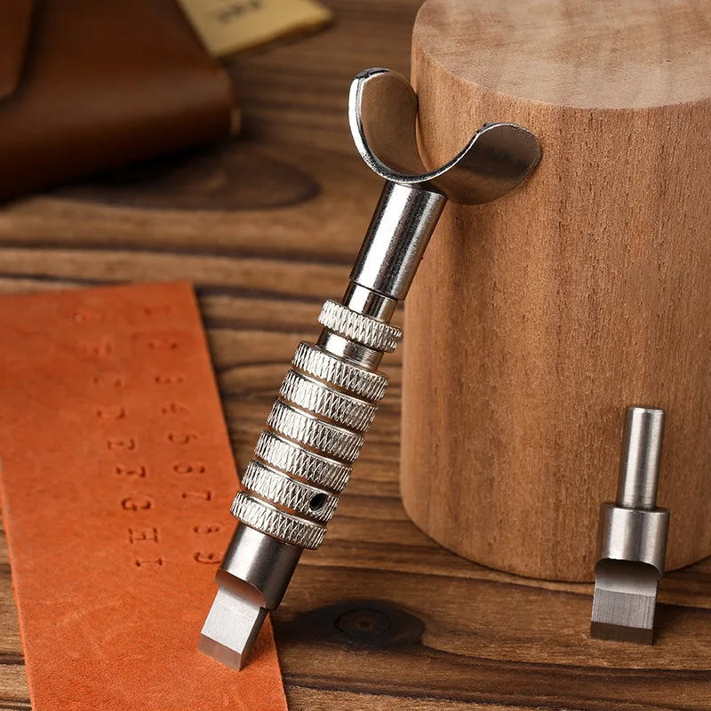 Rotary Leather Carving Knife Extended Handle with 3 Replaceable Carving Stamping Blades Set for Leather Craft DIY Tooling Quake