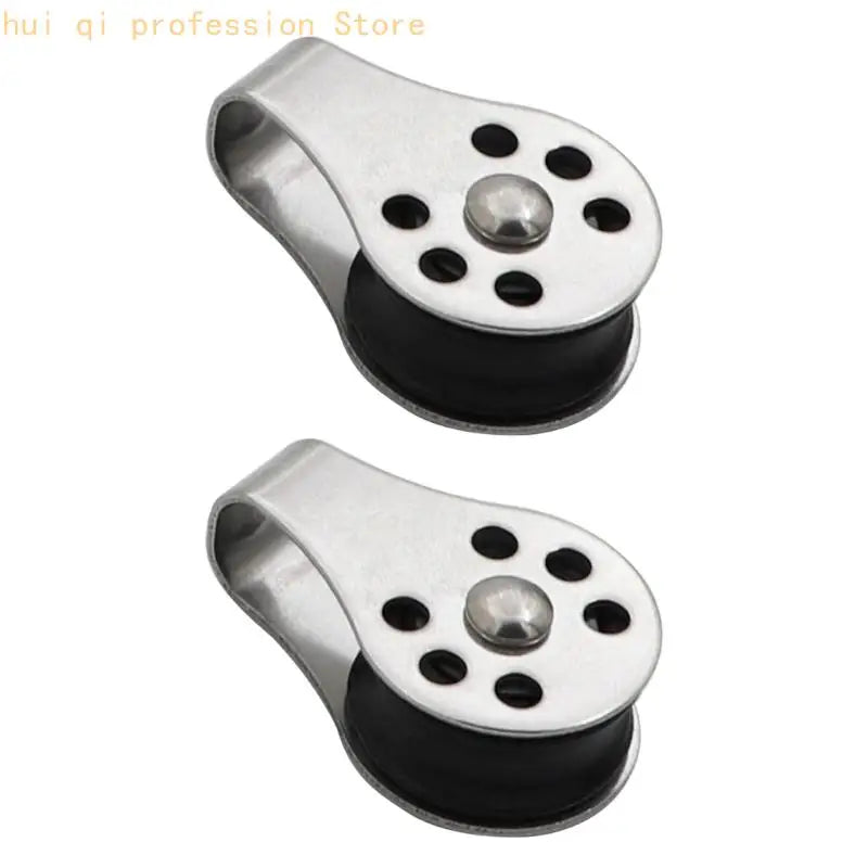 Rope Guide Pulley Block Set of 2 Stainless Steel Single Wheel Ball Bearing Hardware for Gym Cable System Repair H8WE Quake f CN