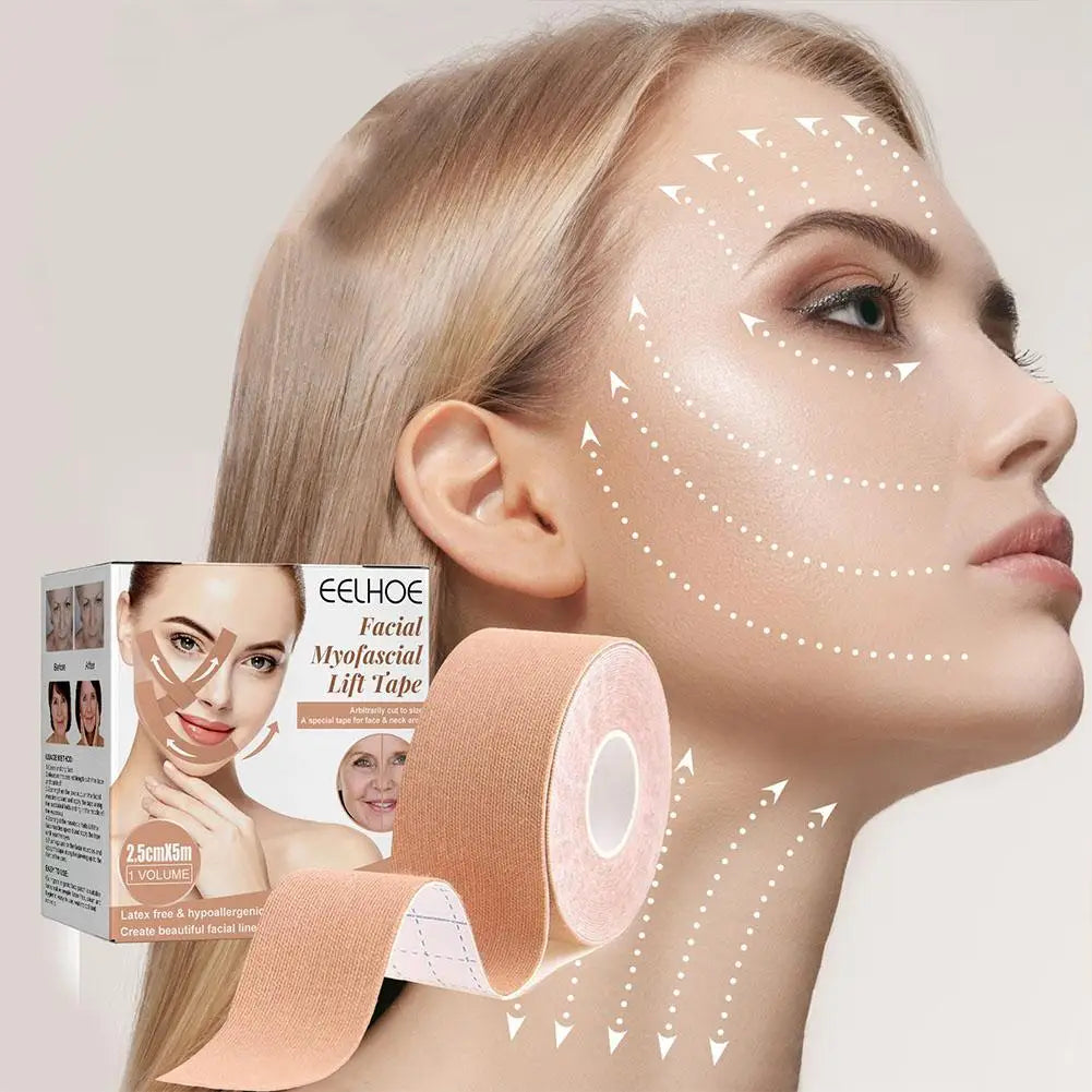 2 Rolls Facial Myofascial Face Lift Tape, Face Tape For Castor Oil, Breathable Face Lifting Patches For Firming Tightening Skin Quake