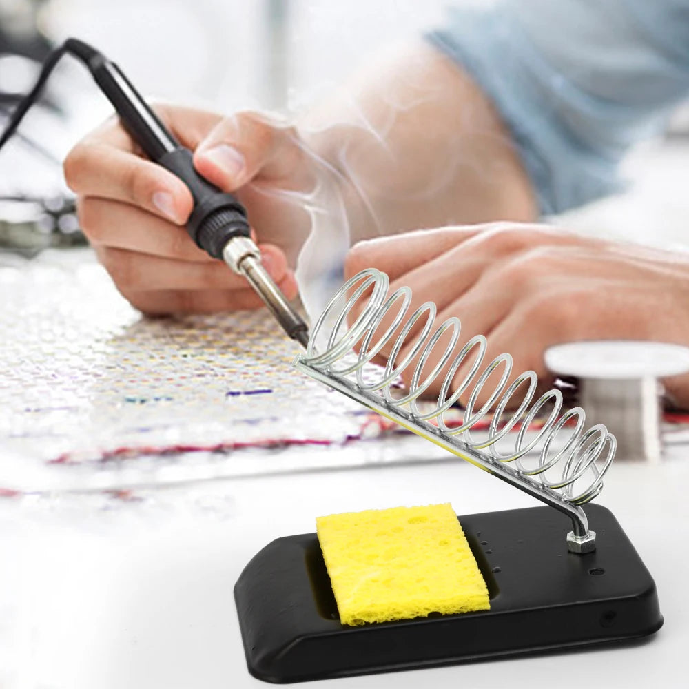 2/1PCS Universal Electric Soldering Iron Stand Holder with Welding Cleaning Sponge Pads Portable Soldering Iron Storage Rack Quake