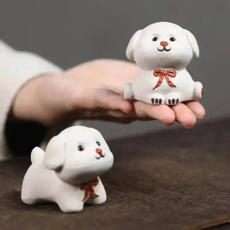 Zisha Zodiac Dog Tea Pet Wealth Nurturing Tea Tray Tea Table Ornament Accessories Shiba Inu Tea Plaything Quake