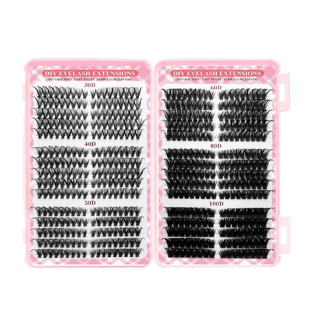 9-16mm Length False Eyelashes Natural Look Wispy Style DIY Lash Extension Kit Fluffy Clusters Volume Fans Fake Eyelash Quake 30D-100D-A-