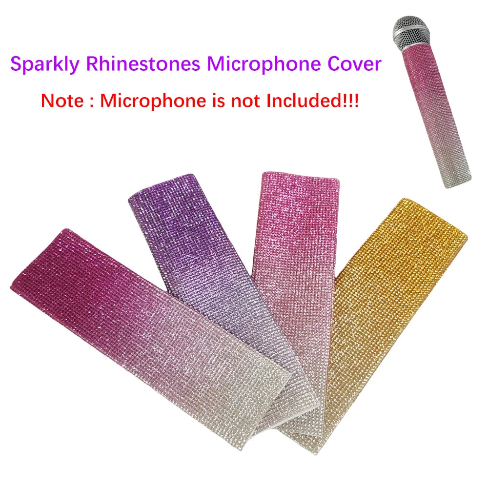 New Rhinestones Microphone Cover,Rhinestones Mic Handle Sleeve, Wireless Microphone Decorative Sleeve for Stage,Party,Wedding Quake