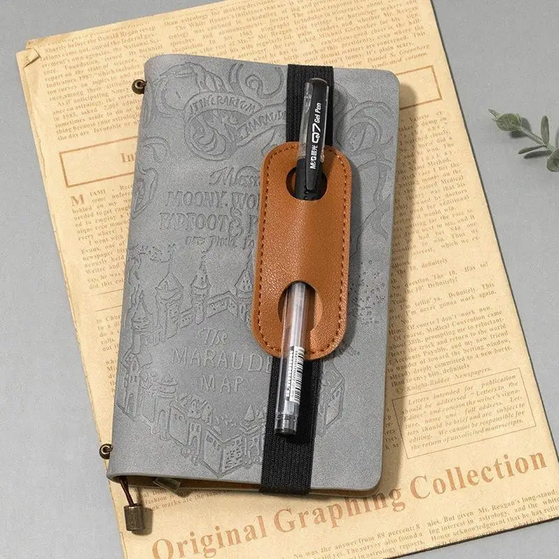 1Pcs PU Leather Pen Holder With Elastic Band for Notebook Covers Journals and Books Accessories Keep Writing Tools Handy Quake brown