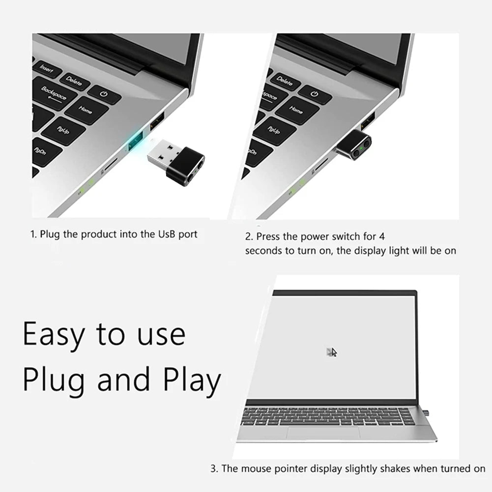 Computer Mouse Jiggler Support Windows and Android USB Mouse Simulator Device with Multi-Track Function for Office and Home Use Quake
