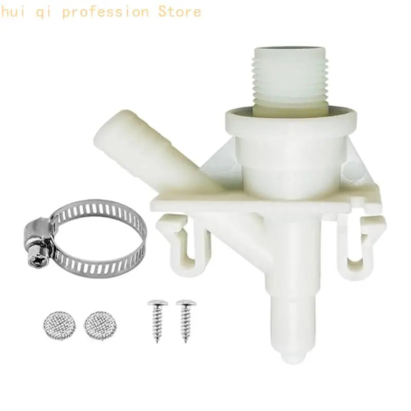 Mobile Toilet Water Control Valves Replacement Assembly with Filter Screen, Threaded Water Port, Hose Outlet and ABS Plumbing Quake CN