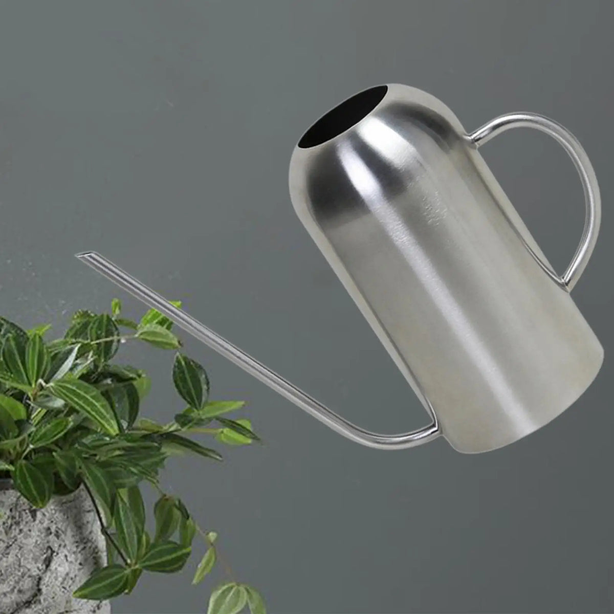 Leakproof Stainless Steel Watering Can with Ergonomic Handle Indoor Gardening Pot for Flowers Vegetables and Succulents Quake