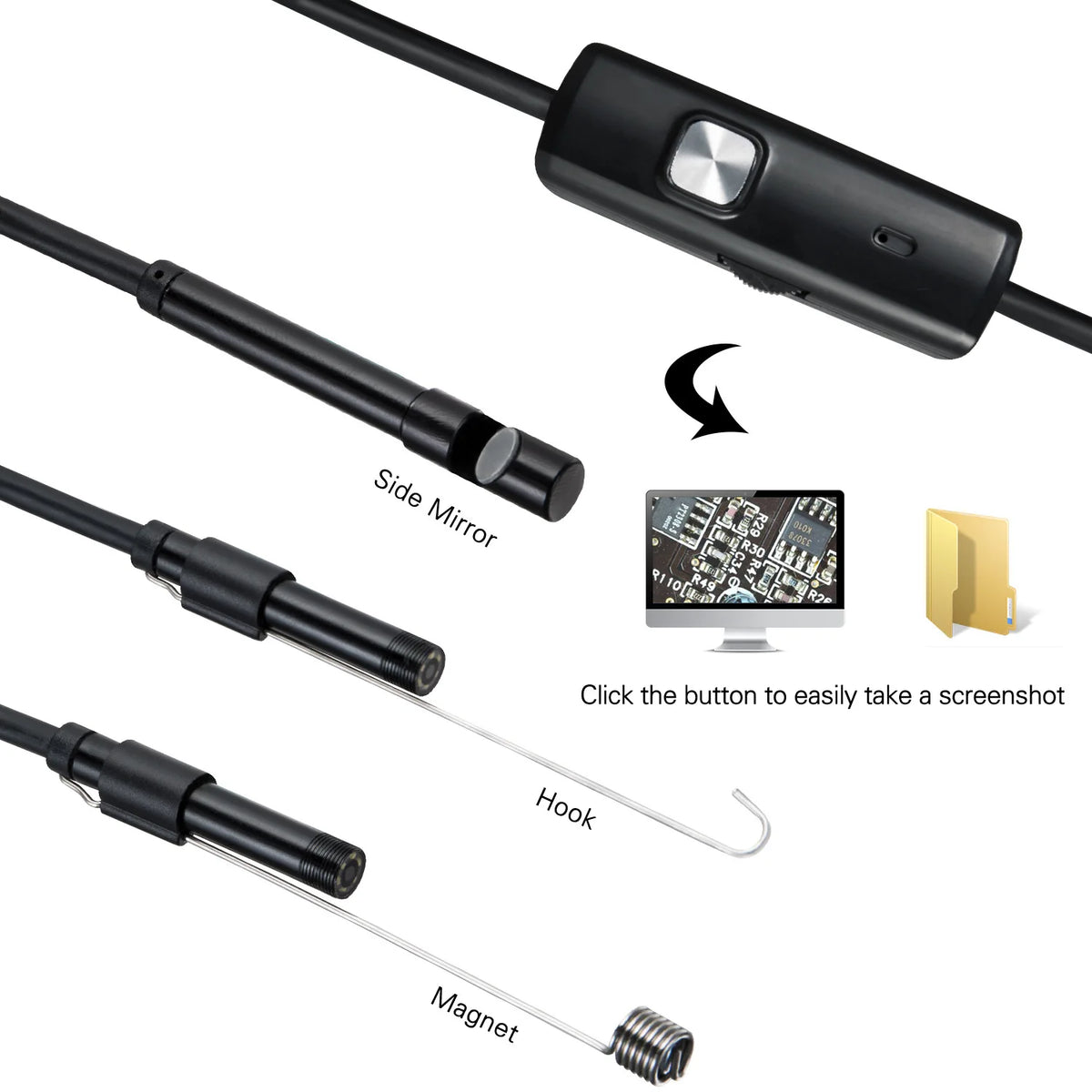USB Endoscope for OTG Android Phone 5.5mm Borescope Inspection Snake Camera IP67 Waterproof with 6 LED Lights For Type C Quake
