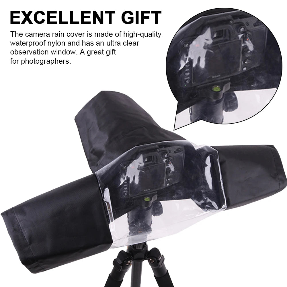 Waterproof Camera Rain Cover Rain Raincoat Protector Black Rain Covers for Canon Nikon Sony Panasonic Fuji DSLR Camera Quake