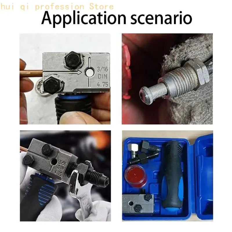 Brake Tubing Forming with Detachable Handle for 3/16 in Repair Work, Manual Single and Double End Tool Set with Mold Compound Quake