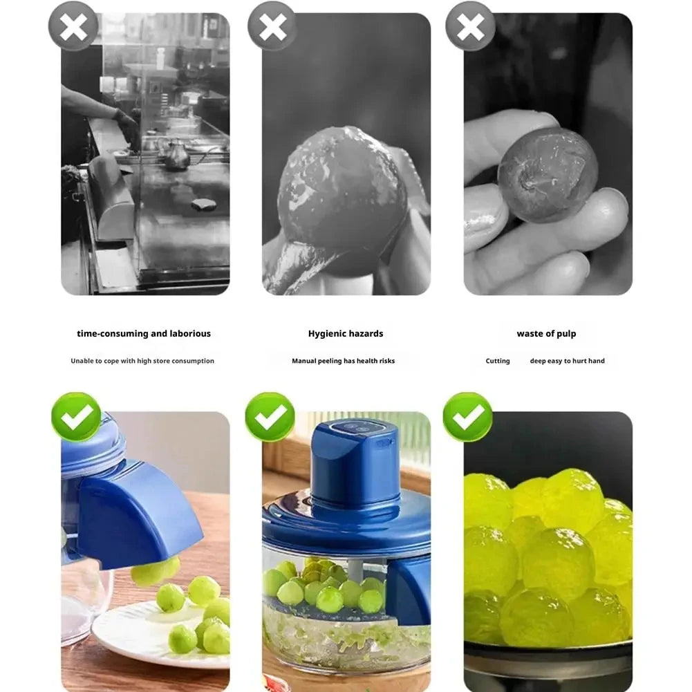 Rechargeable Fruit Peeler Automatic Electric Grape Peeler Machine for Grapes Cherry Tomatoes Garlic Rechargeable Brushless Motor Quake