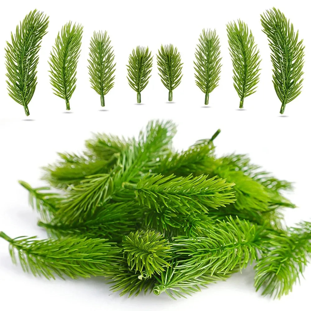 Christmas Artificial Pine Needle Fake Green Plants Xmas Tree Decoration Wreath Bouquet Pine Needle Ornaments Festive Party Decor Quake