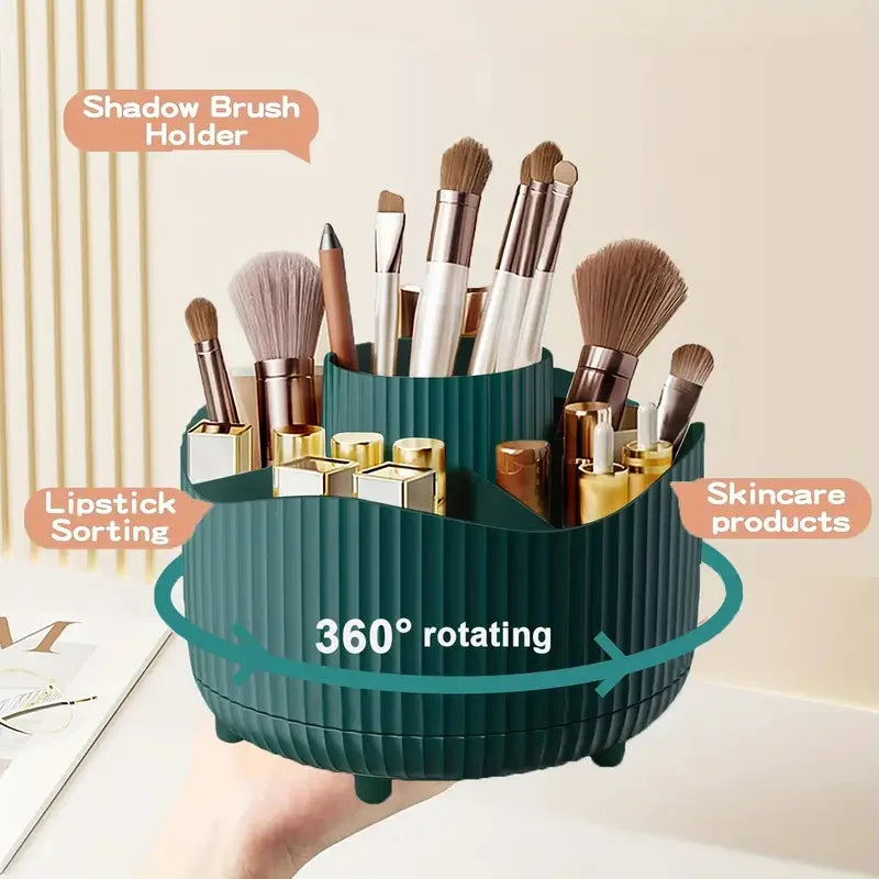 360° Rotating Makeup Brush Holder Cosmetic Brush Holder Large Capacity Lipstick Eyebrow Makeup Brush Holder Jewelry Container Quake