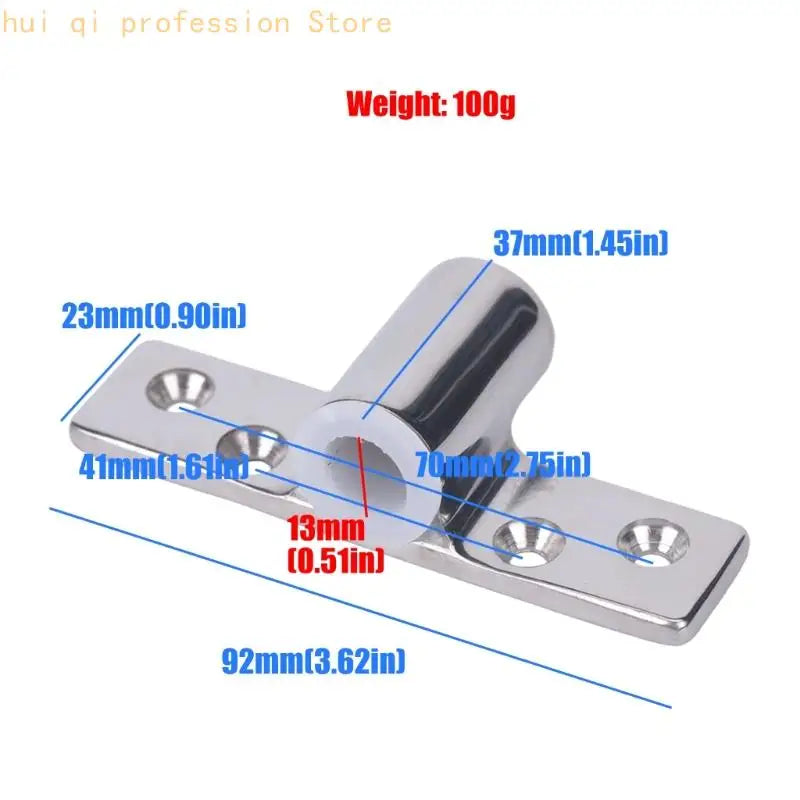 Marine Hardware Oarlock Socket Base Side Mount Bracket in 316 Stainless Steel with Boat Ready Four Hole Plate for Replacement Quake