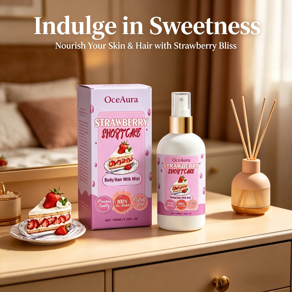 OceAura Strawberry Cake Body Mist, Moisturizing Refreshing Spray for Hair & Body, Mother's Day Gift Idea Sweet Scent Quake
