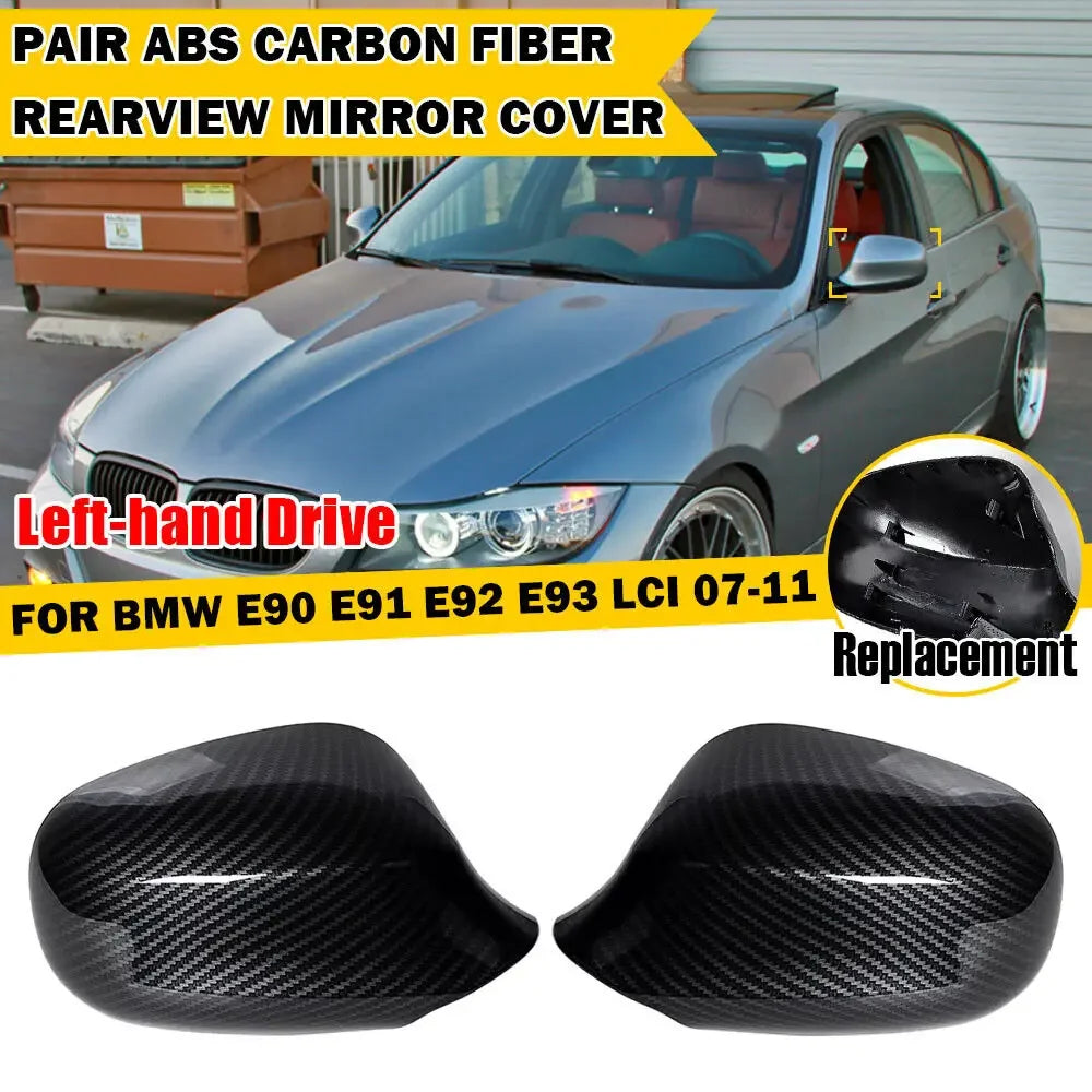For BMW E87 E88 E81 E82 E90 E91 E92 E93 2x Car Replacement Rearview Side Mirror Cover Wing Cap Exterior Door Rear View Case Trim Quake