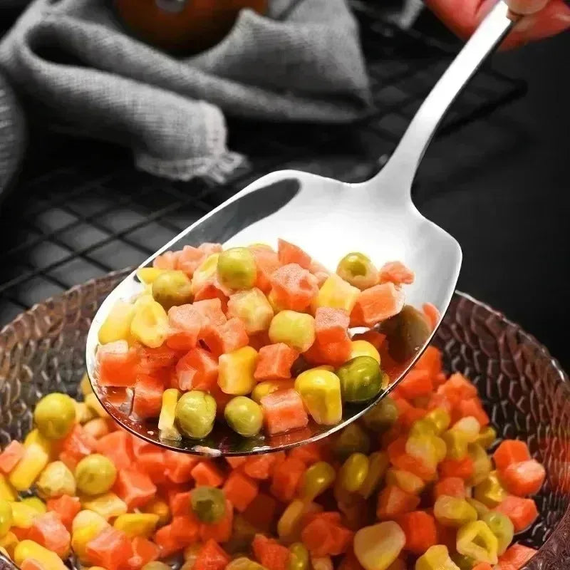 4/1Pcs Large Stainless Steel Spoon Long Handle Soup Spoons Round Scoops for Dinner Dessert Hot Pot Colander Kitchen Tableware Quake