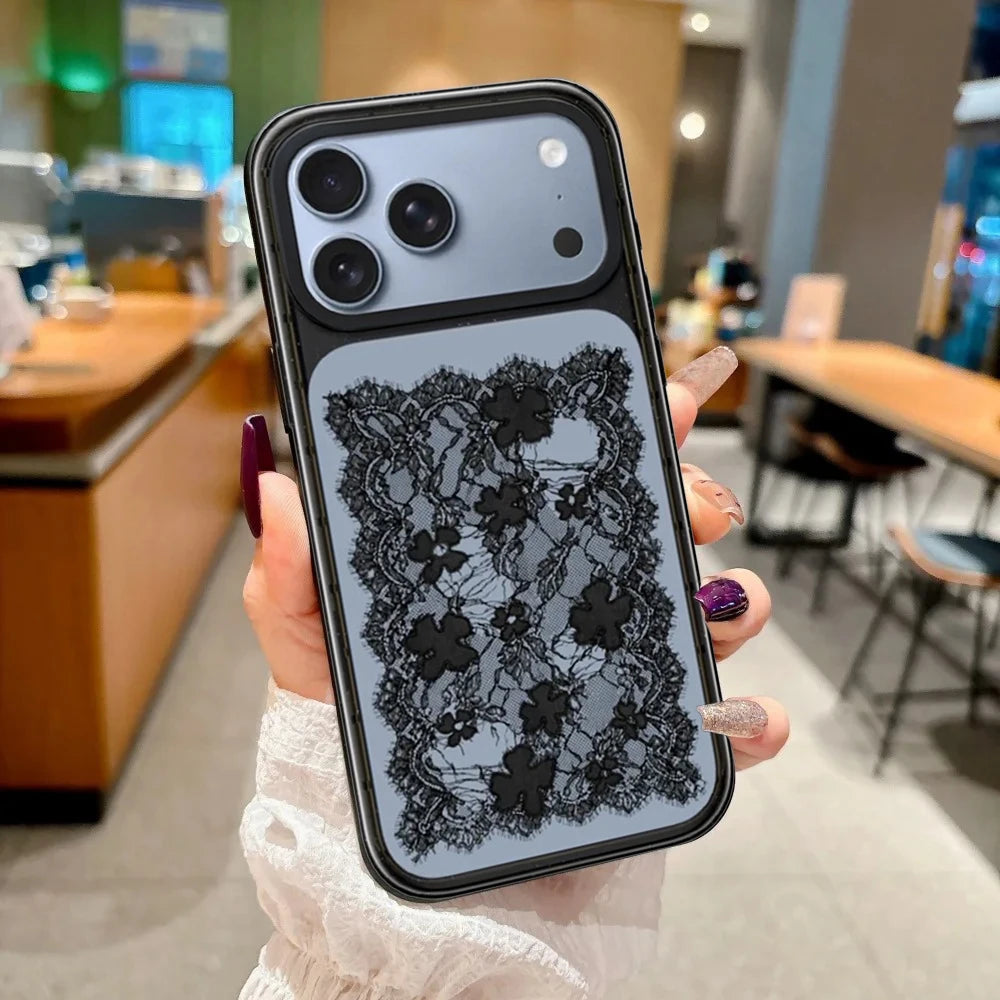 Eat Well Pattern Glaze / Mirror Surface Impact Black Border Magnetic Case: Compatible with IPhone 18 17 Pro Max 18Pro Quake
